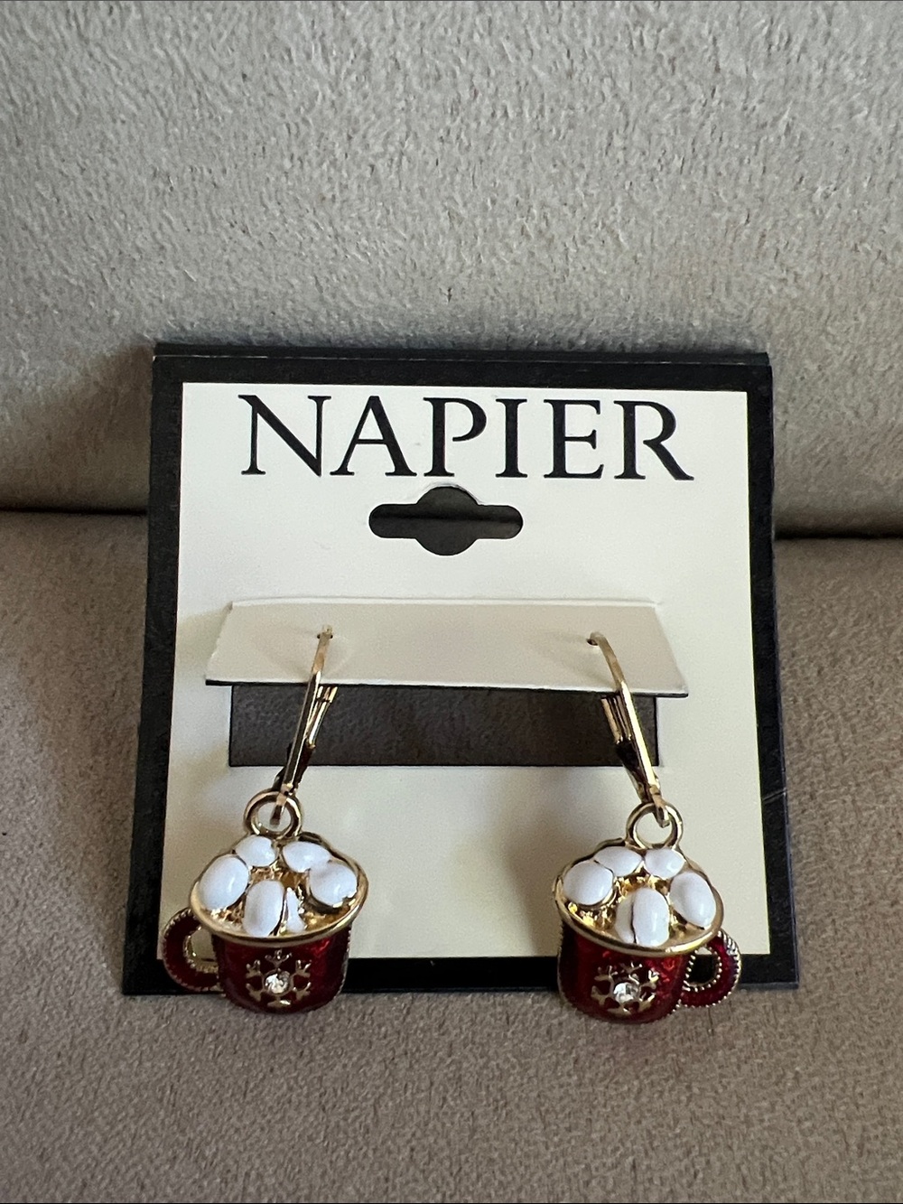 NWT Napier Hot Cocoa Enamel Earrings